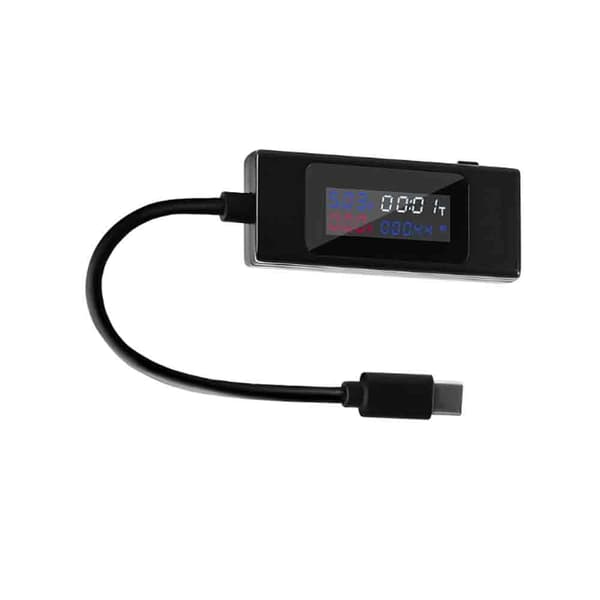 Type-C-testeri värinäytöllä USB-virran ja -jännitteen kaksisuuntainen (musta) -