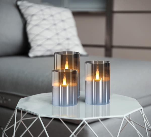 Glas Batteridrevne LED Flammeløse Lys med Fjernkontroll og