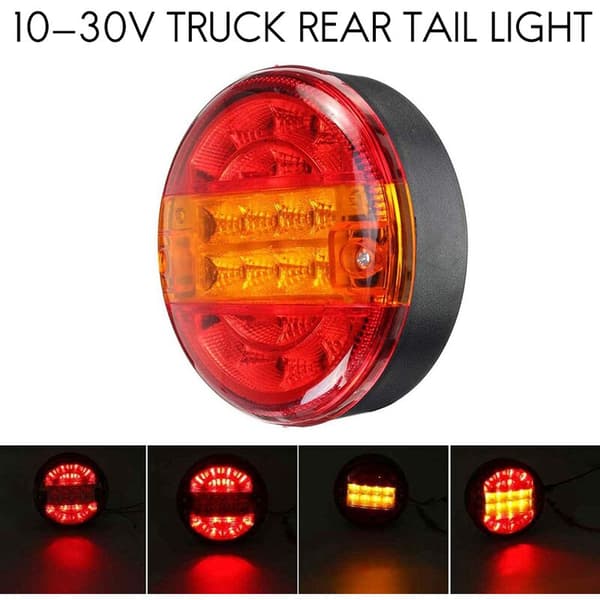 12V-24V Universal 20 LED Bilhenger Vogn Lys Lastebil Baklys Brems Stopp Indikator Blinklys Rund