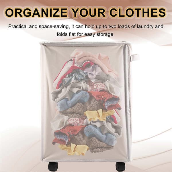 Laundry Basket with Wheels Yoga Mat Storage Basket Multifunctional Foldable Waterproof Dirty Laundry