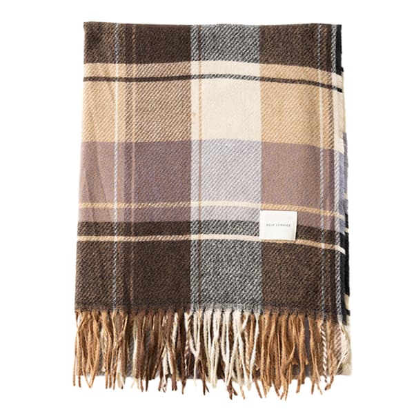 Lang plaid tæppe til kvinder, tykt overdimensioneret varmt tørklæde til vinter/efterår, stort ternet sjal brown