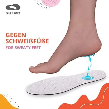 For voksne - Størrelse 45, 4 par antiperspirant innleggssåler - Avtakbare