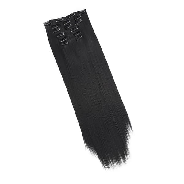6 kpl suora hiuslisäke 60 cm pidennyshiuslisäke 16 klipsillä cosplay-juhliin