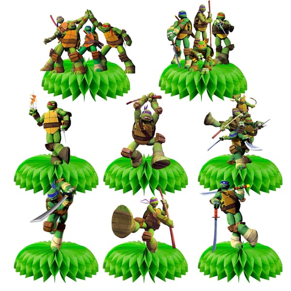 8 stk, ninja turtle tema festdekorasjon borddekorasjon p