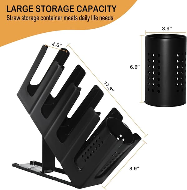 Mug Holder with Lid and Straw Organizer, 4 Compartments, 7 Adjustable Cup Holders for Countertop, Coffee Room, Coffee Bar, Restaurant Organized
