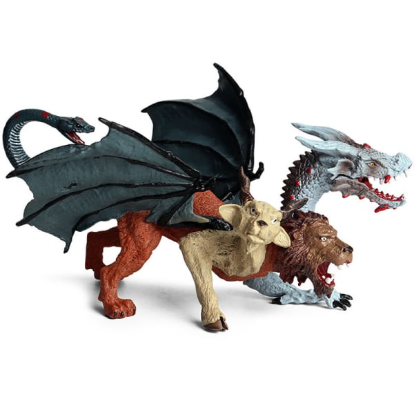 Fascinerande Chimera Dragon Realistisk 3-huvud modell 17*9*11cm
