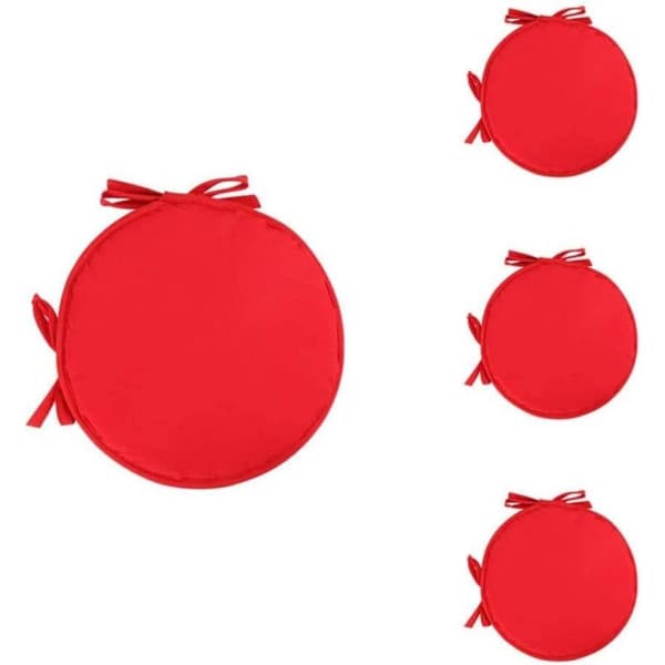 Sæt med 4 runde stolehynder til spisebord og stole med snøre, 38 cm (lyserød)（FMY）
