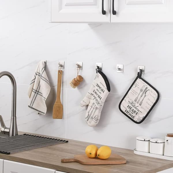 Self-Adhesive Wall Towel Hook SUS304 Stainless Steel Coat Rack 6 Brush Hooks