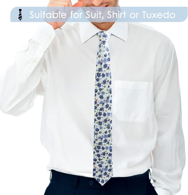 Slips for men, 2,76'' bomullsblomsterslips for menn, bryllup, forlovere, danser, fest, Valentinsdagsgave (oransje+blå)