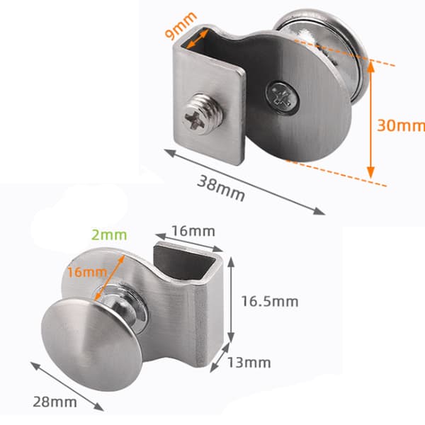 [2 pcs] Glass Door Handle, Stainless Steel Handle, Punch-Free Drill