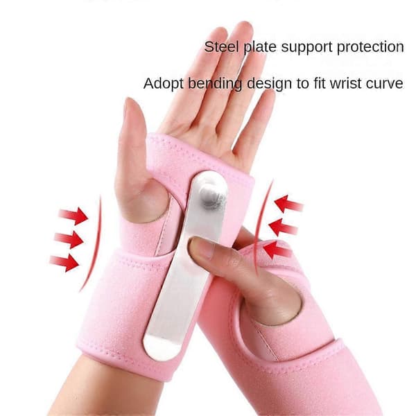 Justerbart Andningsbart Armband Karpaltunnelskena Handledsstöd Tendinit Smärtlindring för Artrit Handledsbandage Wrap Rosa