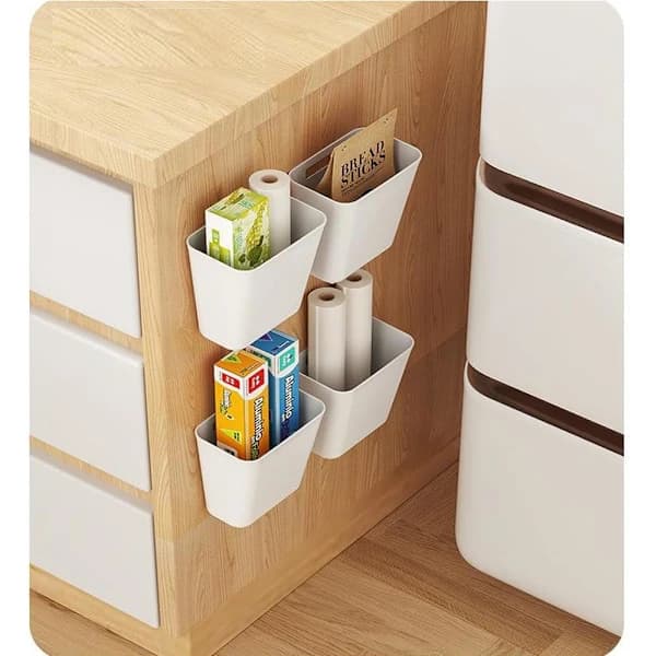 4-delars självhäftande väggmonterad förvaringslåda vit 14L x 9B x 15H cm