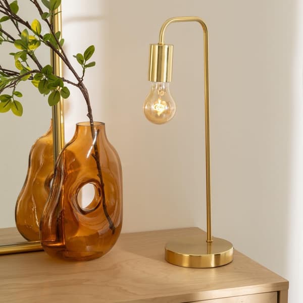 Bordslampa, Guld, H 45 cm, Industridesign i Metall - För Kontor, Sovrum, Vardagsrum [Energiklass A]