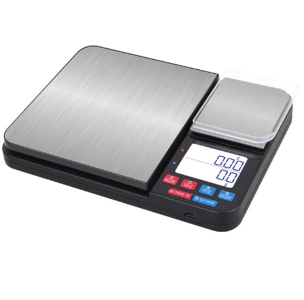 Digital kitchen scale with dual weighing plates 10 kg/1g and 500g/0.01g
