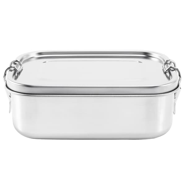 Stainless Steel Lunch Box with Locking Clips and Leak-Proof Design, 800ml Bento Boxes (Silver)