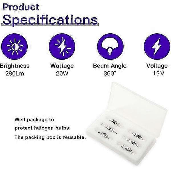 12-pack G4 20w 12v 2800k 2-stifts halogenlampa för huv, kök, vardagsrum, sovrum