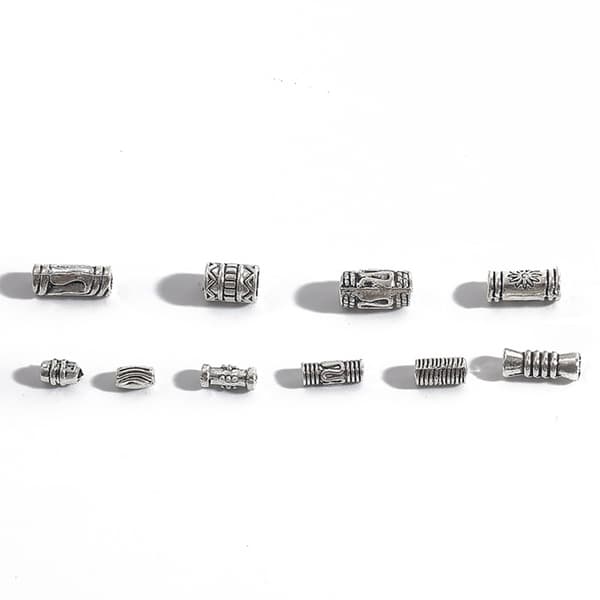 400 st tibetanska silverpärlor blandade legering rörpärlor för DIY Collie smyckestillverkning