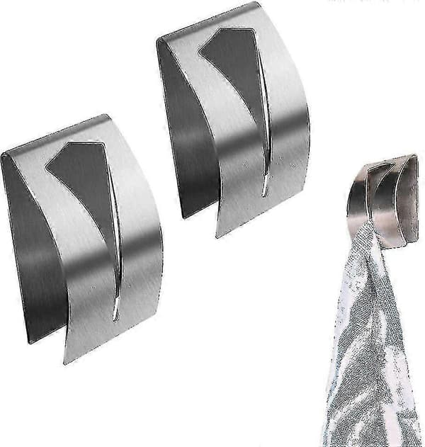 2-piece self-adhesive stainless steel towel hook for bathroom