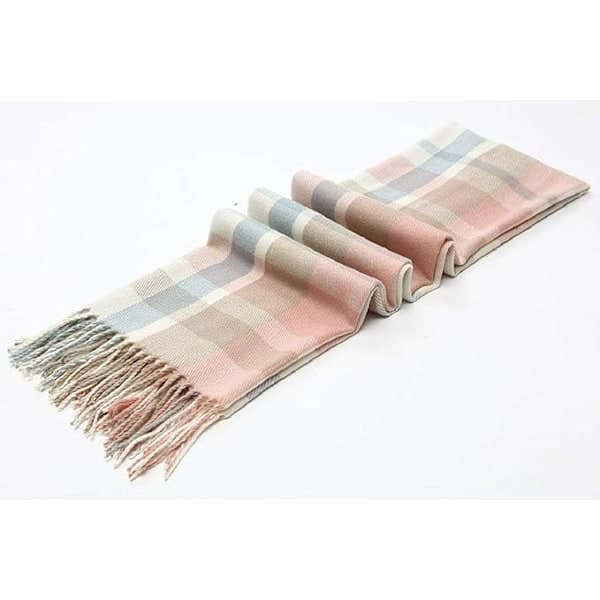 1 st Dammode Lång Sjal Stor Rutig Vinter Varm Rutig Stor Halsduk Beige Rosa Beige Pink