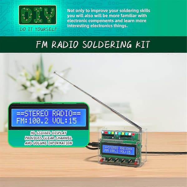 FM Radio Kit, DIY Soldering Project Radio for Learning Teaching STEM As Shown As Shown