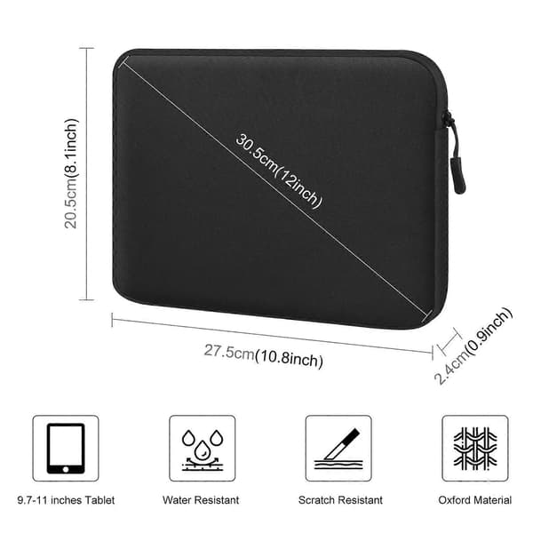 11-tommer Tablet Sleeve Etui Lynlås Dokumentmappe Taske til 9,7-11,0 tommer Tablets