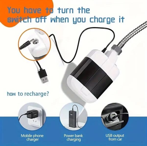 Portable Camping Shower with USB Charging – Electric Pump, LED Light_TF_TF