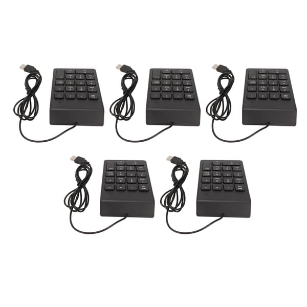 Wired Numeric Keypad 18 Keys Ergonomic USB Plug and Play Silent Typing Mini Numeric Keyboard for PC Laptop Desktop 5 Pieces