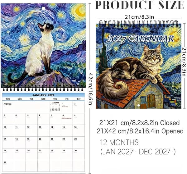 veggkalender katt 2027 - månedlig planlegger 12 måneders organisator