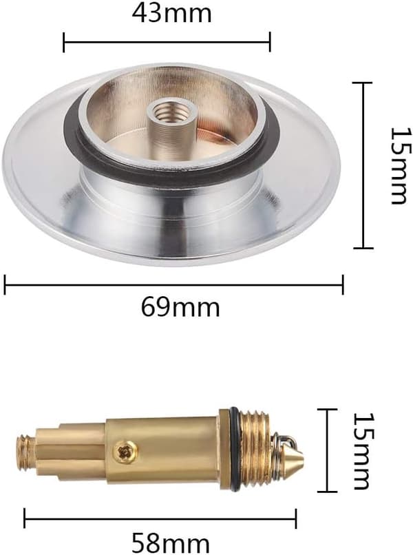 Baderomsvaskavløpsplugg, 69 mm Push Pop-Up Click Clack Stopper, Messingbelagt pluggboltesett