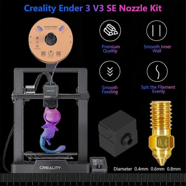 6-piece Nozzle Set for 3 V3 SE, 3D Printer Brass Nozzles 0.4mm 0.6mm 0.8mm, High-Temperature Resistant Extruder Nozzles