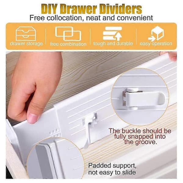 Drawer Dividers, Kitchen Drawer Dividers, Adjustable Drawer Dividers for Clothes, Drawer Organizers 4-Pack
