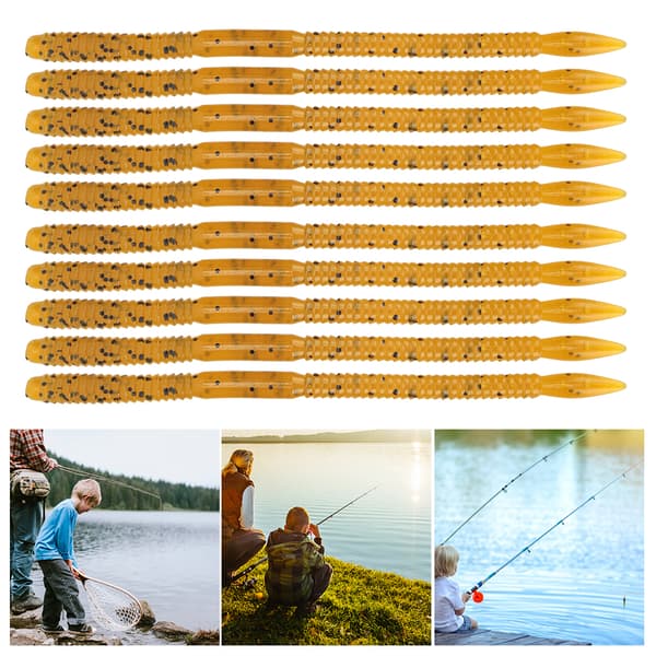 10 stk. bløde fiskelokkemidler kunstige orme simulation regnorm fiskemadding udstyr 15 cm brun med sorte prikker