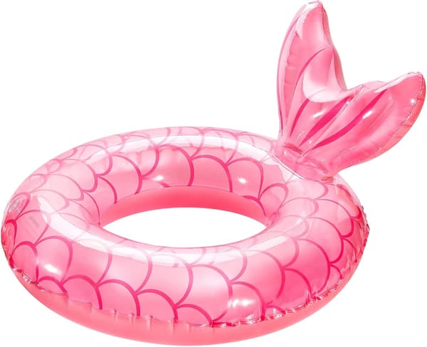 Pink Fishtail Inflatable Swim Ring, Pool Float, Water Fun Beach Party Pool Toy