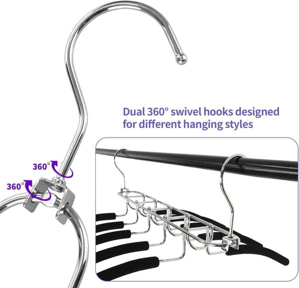 2-pack 5-in-1 Space-Saving Metal Hanger with Multi-Layer EVA Sponge for Jacket, Coat, Sweater, Pants