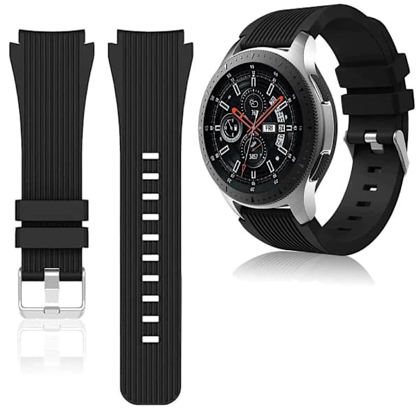 Silikone armbånd til Samsung Galaxy Watch 46mm Armbånd Sort Sort Svart