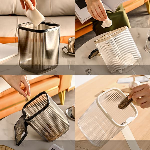 Mode Mini Skrivebords Papirkurv Stor Åbning Multipurpose Papirkurv Holder Til Dagligstue Stone Black