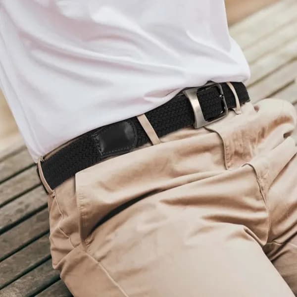 Herrebælte, elastisk herrebælte, vævet herrebælte, egnet til herrejeansshorts, afslappet bælte blå