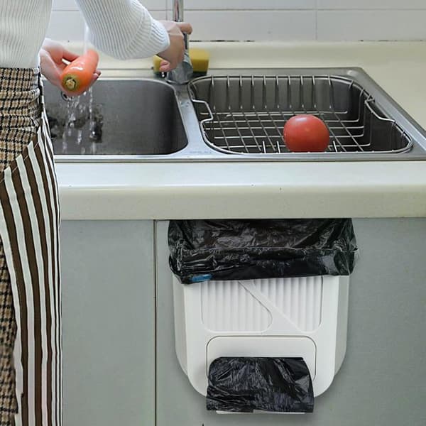 Wall-mounted trash can, 10 liters, foldable container, suitable for cabinet doors, RVs and camping.