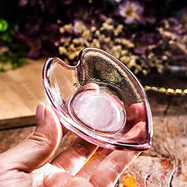 4 stk glass hjerteformede krydderfat dyppeskåler forrettstallerkener -