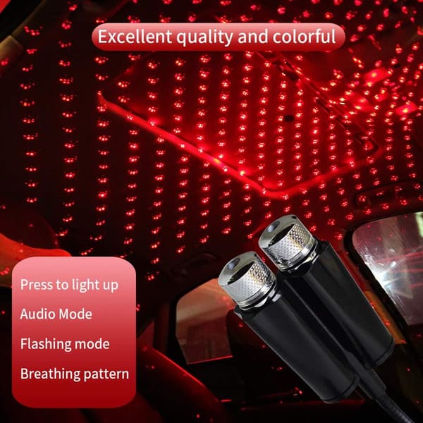 USB-natlampe Stjerneprojektor, 2 i 1 Auto Bil LED Loftslampe