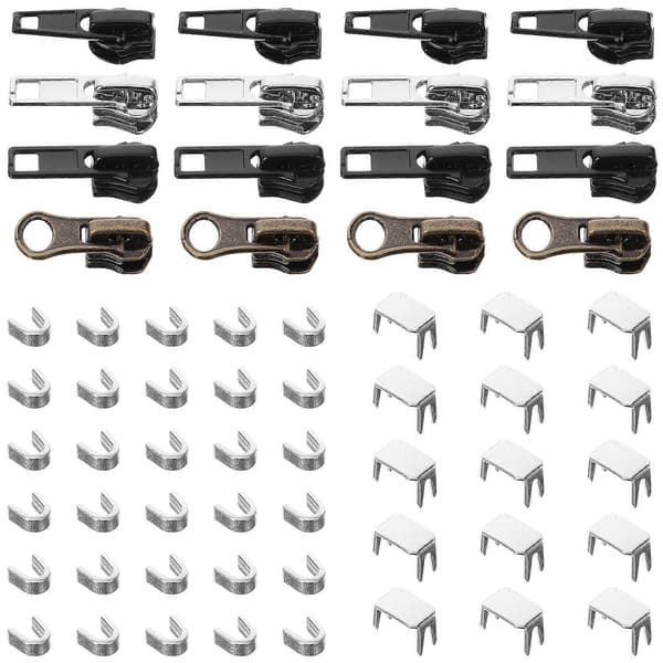 1 Set Zipper Pull Replacements Zipper Repair Kit Metal Clothes Bag Zipper Pull Heads Set