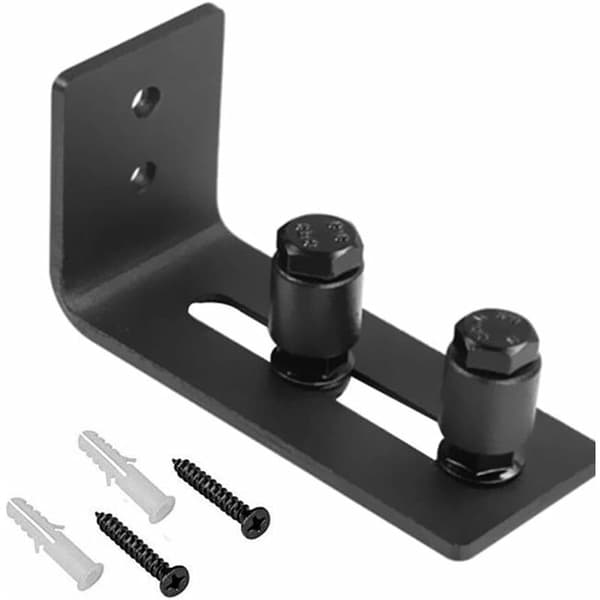 Barn Door Floor Guide, 1pc Adjustable Roller Floor Guide with Screws Barn Door Hardware Track Rails Black-