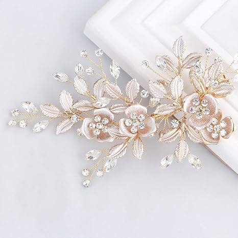 Light Rose Gold Wedding Clip Rhinestone Bridal Comb Barrette