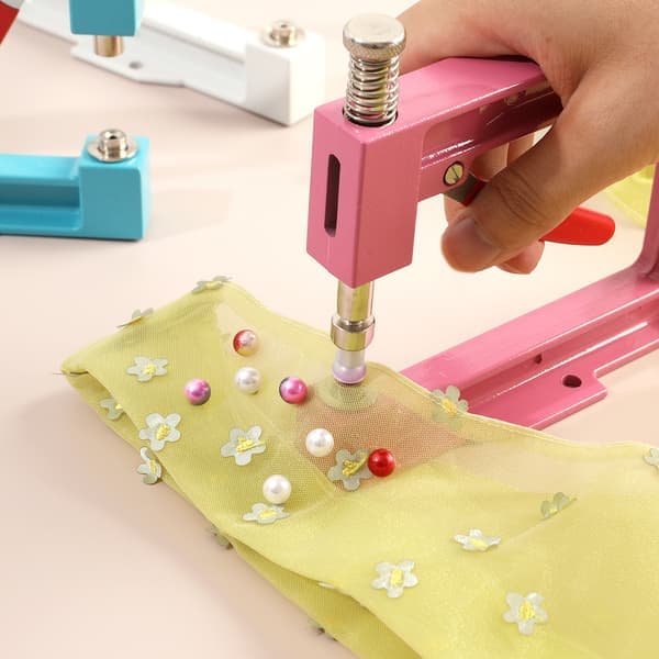Pearl Machine - Pearl Mounting Machine - Pearl Mounting Tool - 15 cm - DIY - Hand Tool - Hand Press Tool - For Attaching Pearl Buttons - White