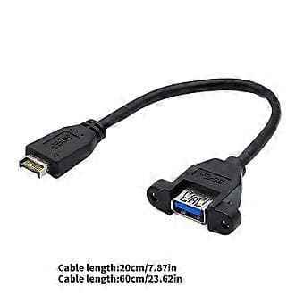 Svart USB 3.2 frontpanelkabel med fästen for rask 10 Gbps dataoverføring og kompatibilitet 0.6m 0.6m