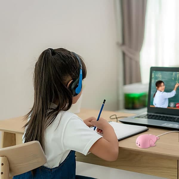 Kablet mus, sød dyreformet delfin USB kablet optisk mus til stationær PC bærbar computer, 3 knapper Pink 2