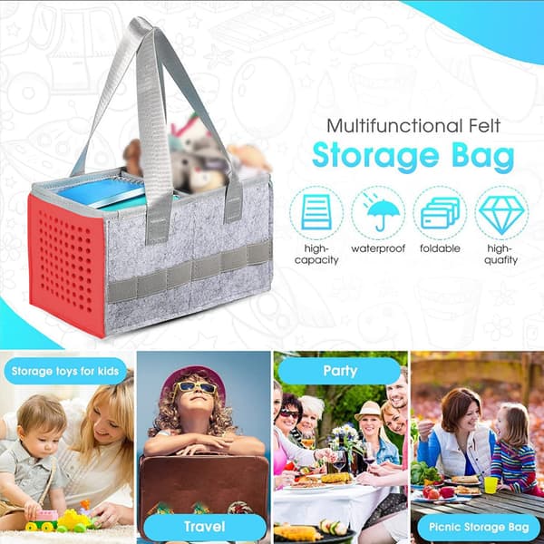 Portable Storage Bag Extra Space Felt Fabric Case for Toniebox Player Starter Set RedRed