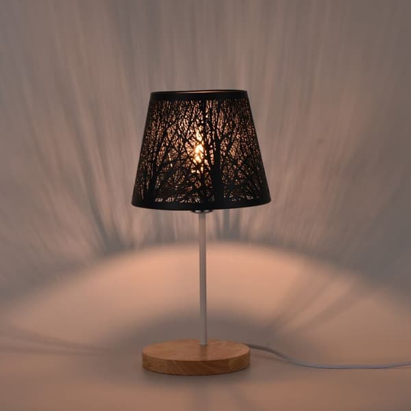 Clip-on Lampshade for Bulb, Metal Patterned Lampshade for Table Wall Lamp Black