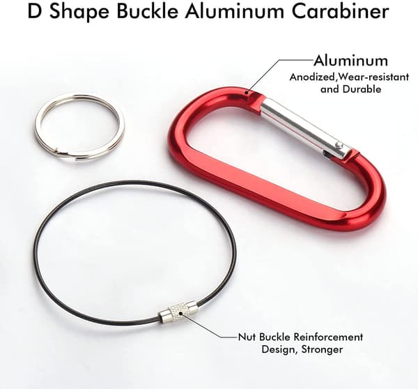 10-pack karbinhakar, 3,2 \" aluminium karbinhake nyckelring D