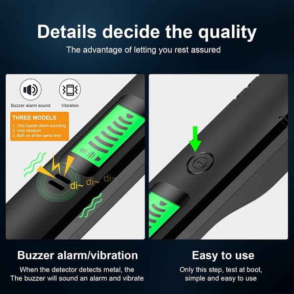 Handheld Metal Detector with LCD Screen, High Sensitivity 360° Scanning for Security Checks and Treasure Hunting, Black-tr-